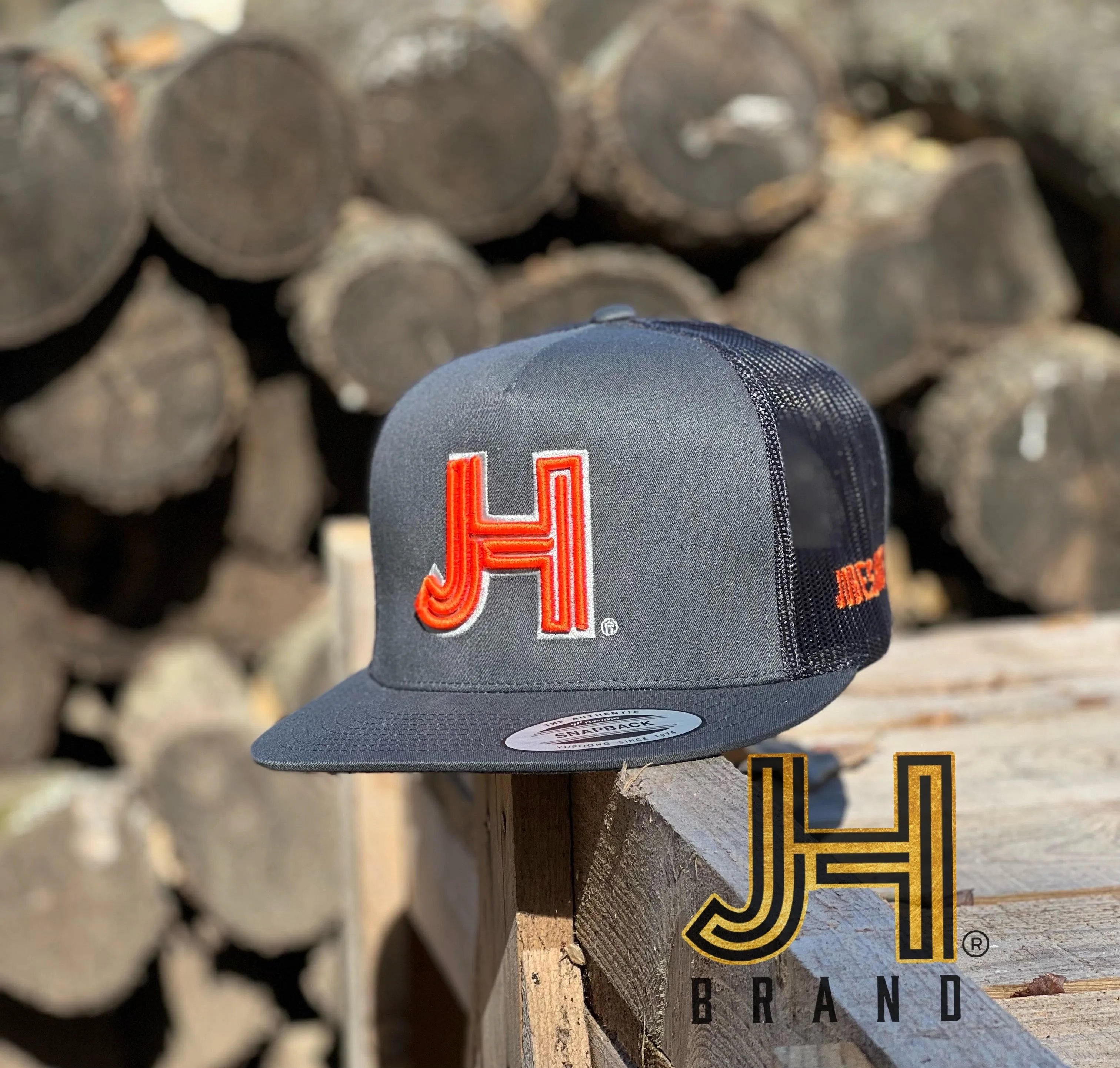 2022 Jobes Hats Trucker - All Grey / Orange 3D JH with Silver outline