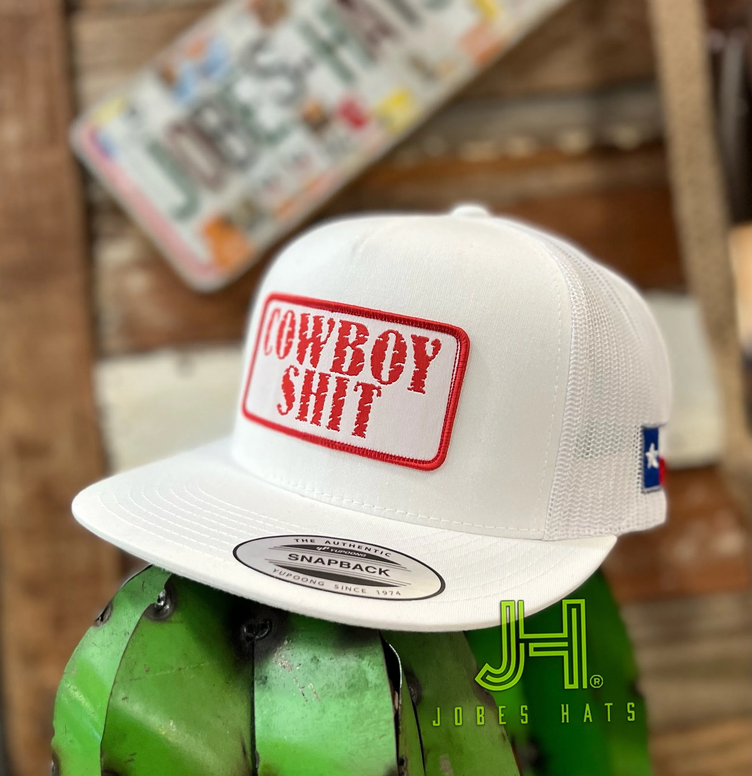 2022 Jobes Hats Trucker -All White Cowboy Shit white patch