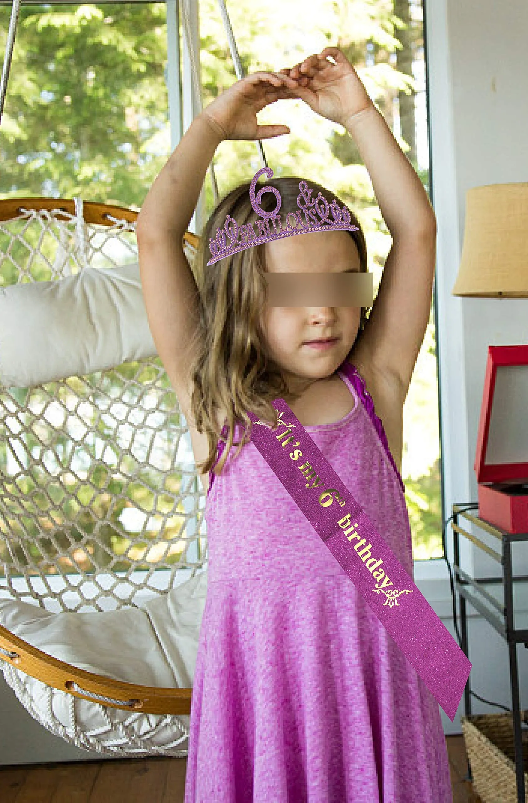 6th Birthday Gifts for Girls,6th Birthday Tiara and Sash Purple,6th Birthday Decorations