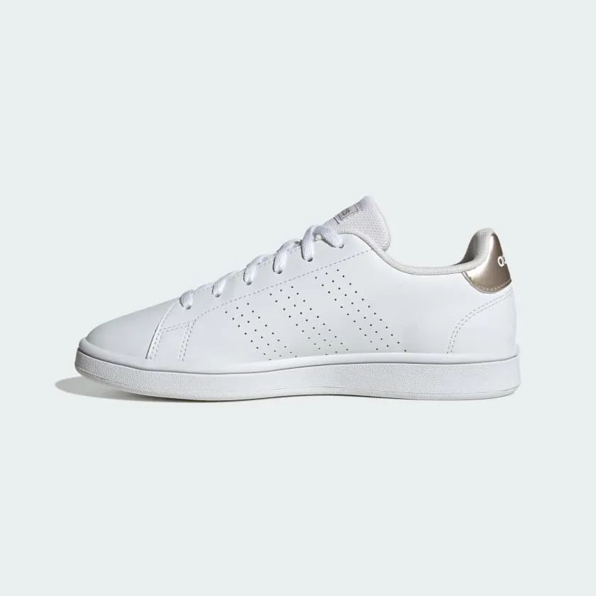 ADIDAS ADVANTAGE BASE SHOES - WOMEN - WHITE/CHAMPAGNE