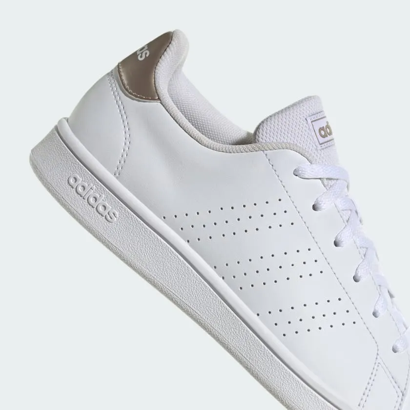 ADIDAS ADVANTAGE BASE SHOES - WOMEN - WHITE/CHAMPAGNE