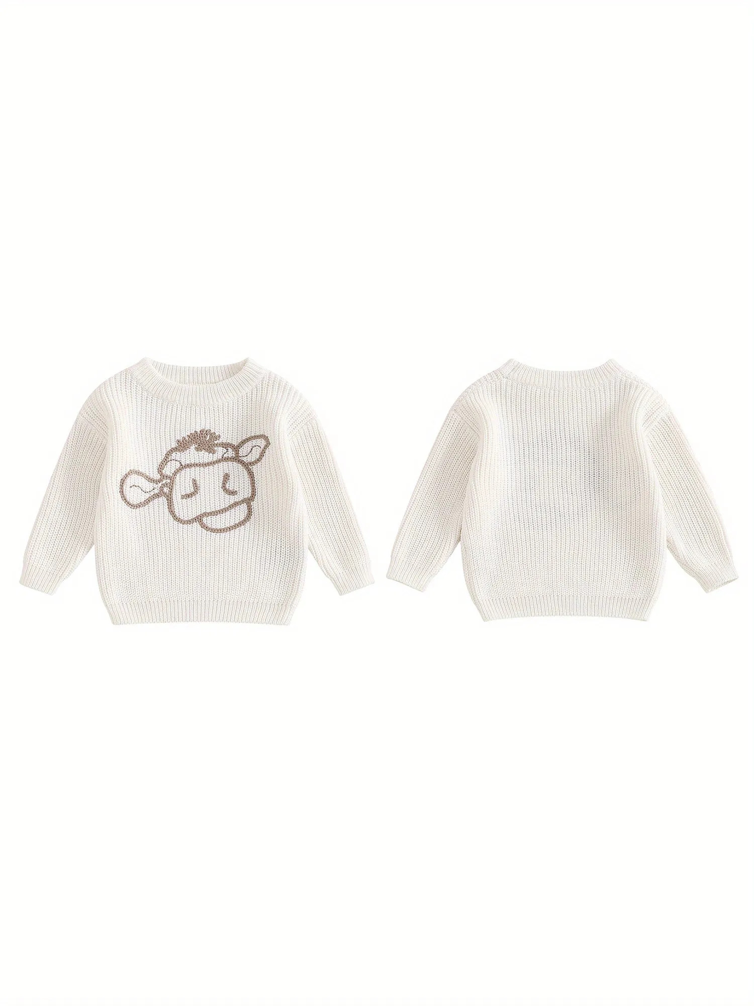 Adorable Knit Sweater Set - Soft, Long Sleeve, Cow Embroidery, Fall Pullover for 0-3 Years Lovely Baby Girls and Boys - Cute Infant Tops for Autumn and Winter Seasons