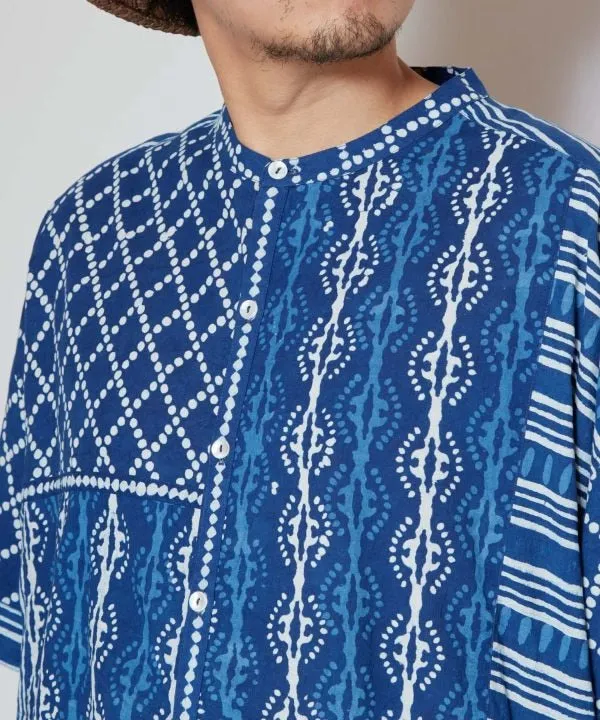 Block Print Effortless Collarless Shirt