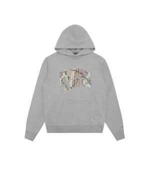 CAMO ARCH LOGO POPOVER HOOD - HEATHER GREY