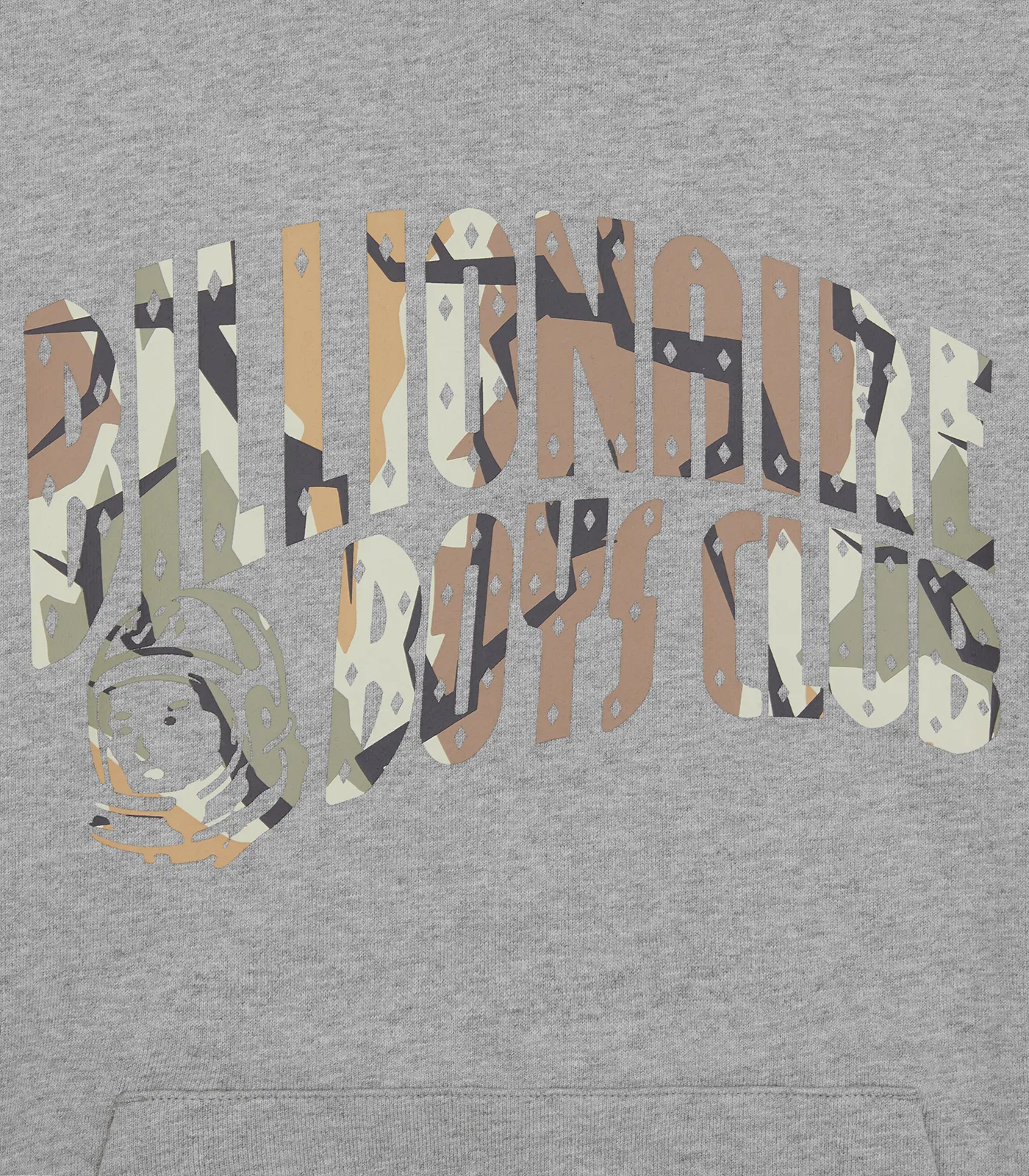 CAMO ARCH LOGO POPOVER HOOD - HEATHER GREY