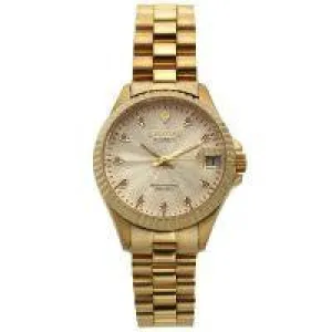 Croton Womens Stainless Steel Goldtone Diamond Marker Watch