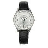 Croton Womens Stainless Steel Silvertone Leather Strap Watch