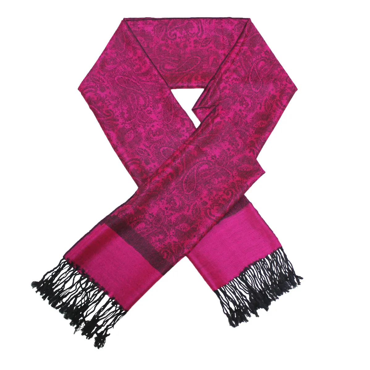 Deep Rose Paisley Pashmina Scarves