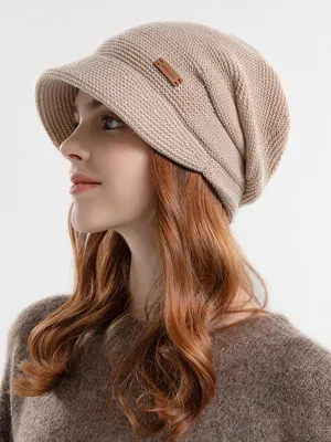 Flat Brim Solid Color Split-Joint Hats Knitted Hats