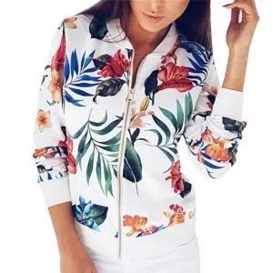 Floral Zipper Long Sleeve Jacket Coat  Tops (US 8-16)