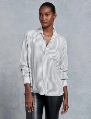 Frank & Eileen - Women's Long Sleeve Button Down in Black Double Stripe