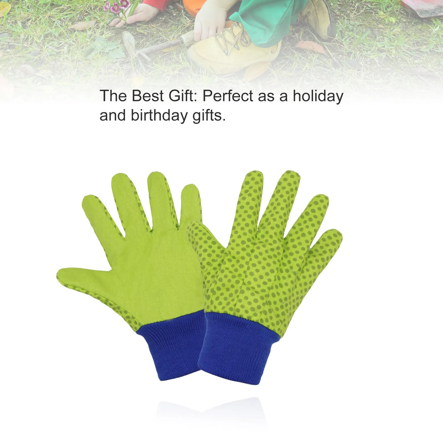 Handlandy 3 Pairs Kids Children Garden Gloves Cotton Dot 5095