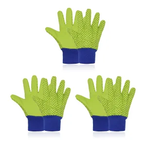 Handlandy 3 Pairs Kids Children Garden Gloves Cotton Dot 5095