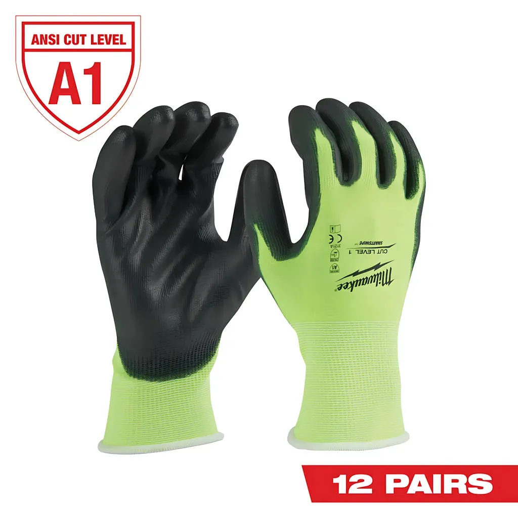 High Visibility Cut Level 1 Polyurethane Dipped Gloves - M