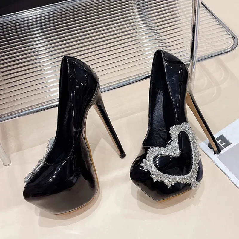 Liyke Runway Style Pink High Heels Women Pumps Spring Autumn Fashion Round Toe Crystal Platform Stiletto Wedding Stripper Shoes