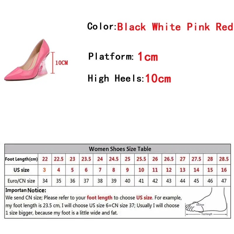 Liyke Size 44 45 46 Mules Woman Pumps Strange Style Transparent Red High Heels Sexy Pointed Toe Slip-On Lady Wedding Shoes Bride