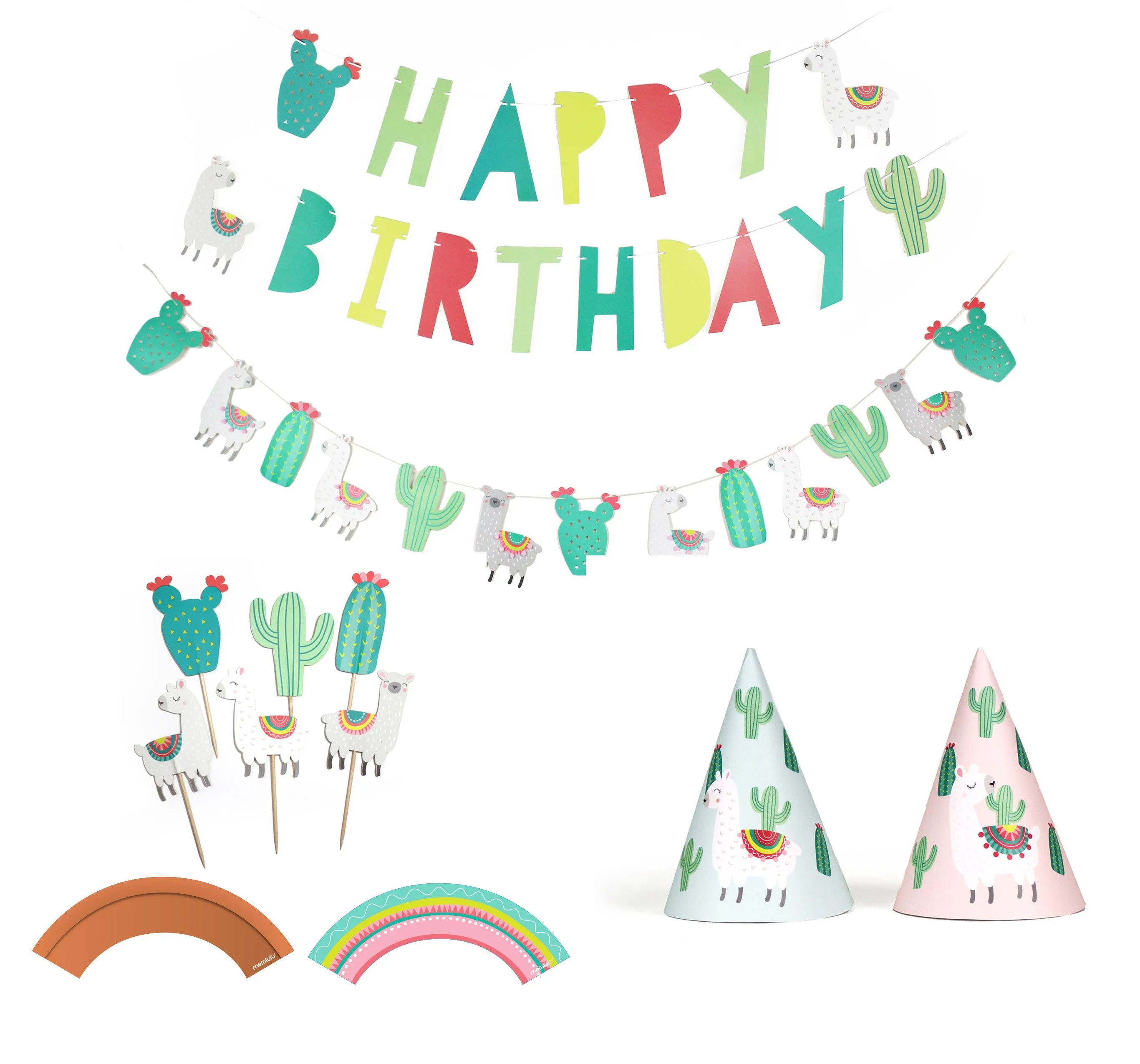 Llama And Cactus Party - Birthday Party Decoration Kit - 12 Guests