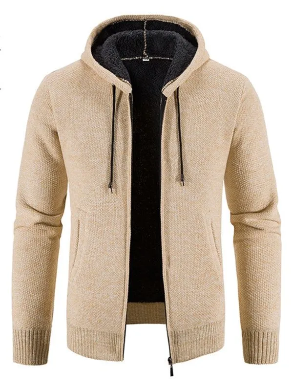 Men's casual knitted hooded zipper jacket