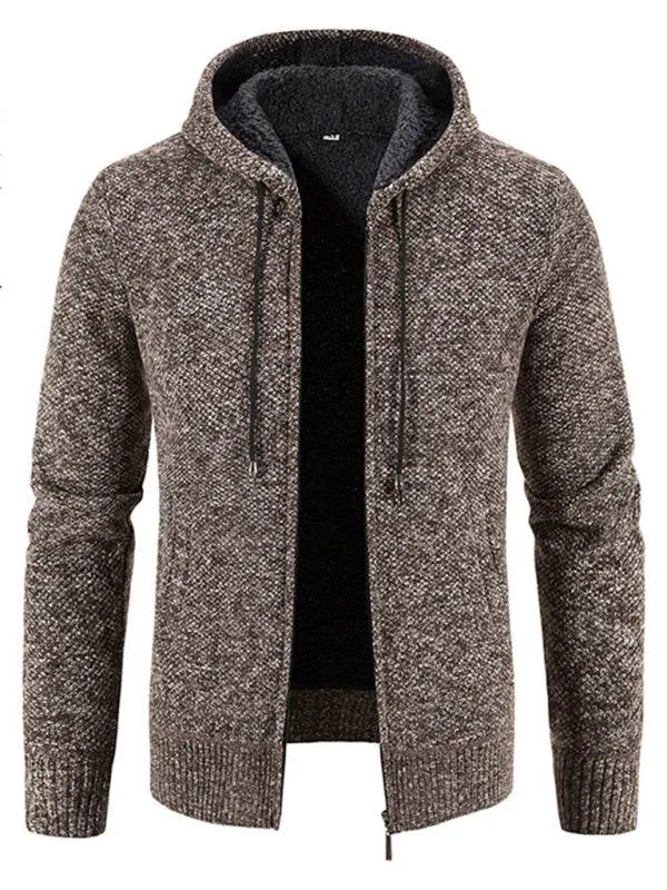 Men's casual knitted hooded zipper jacket