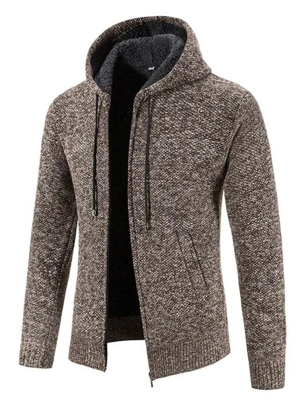 Men's casual knitted hooded zipper jacket