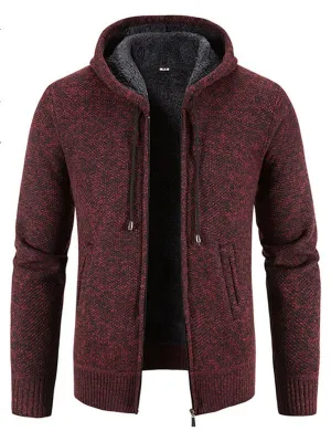 Men's casual knitted hooded zipper jacket