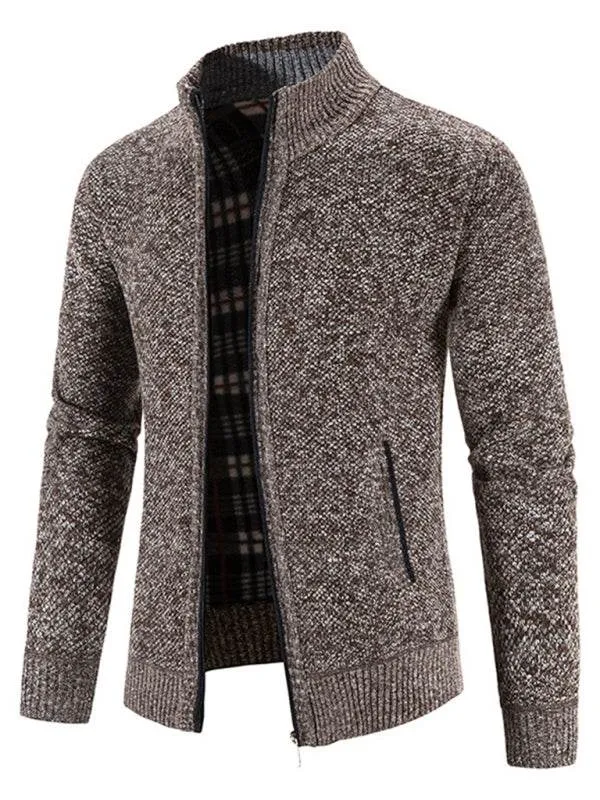 Men's casual stand collar knitted jacket