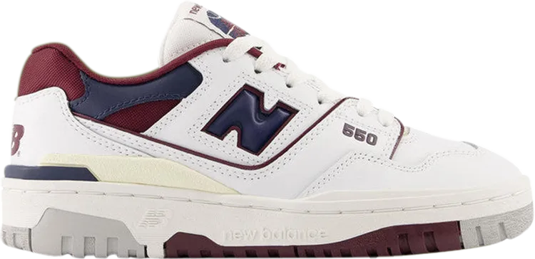 New Balance 550 Big Kid 'White Burgundy Navy' Sneakers, White