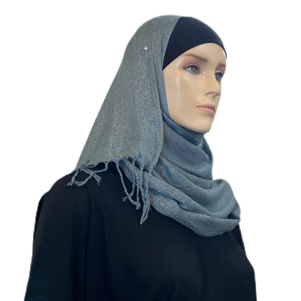 Party Hijabs with Silver Accent and Tassels