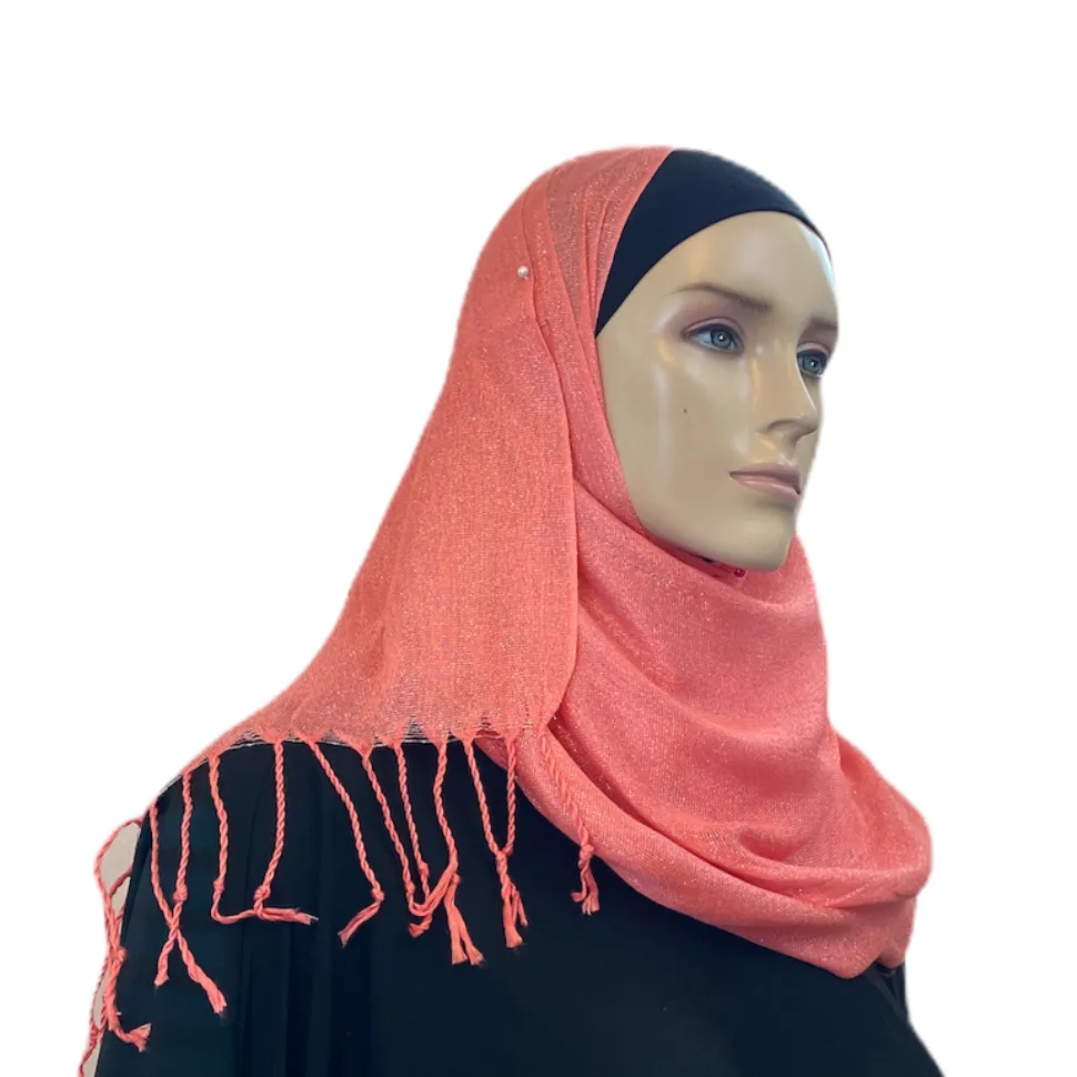 Party Hijabs with Silver Accent and Tassels