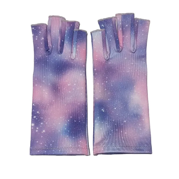 Pastel Galaxy Compression Gloves with grips