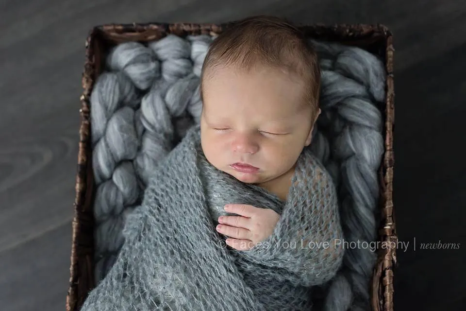 Pewter Gray Mohair Knit Baby Wrap