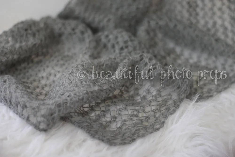 Pewter Gray Mohair Knit Baby Wrap