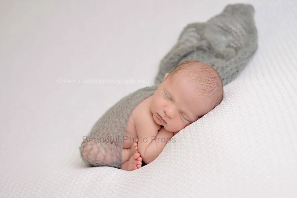 Pewter Gray Mohair Knit Baby Wrap