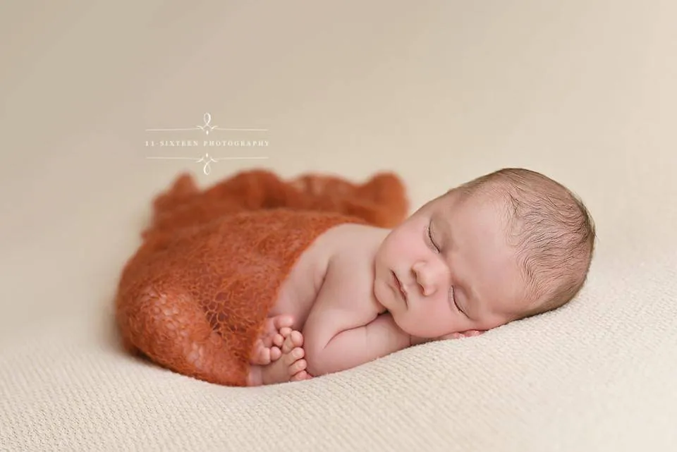 Pumpkin Orange Sunflower Mohair Knit Baby Wrap