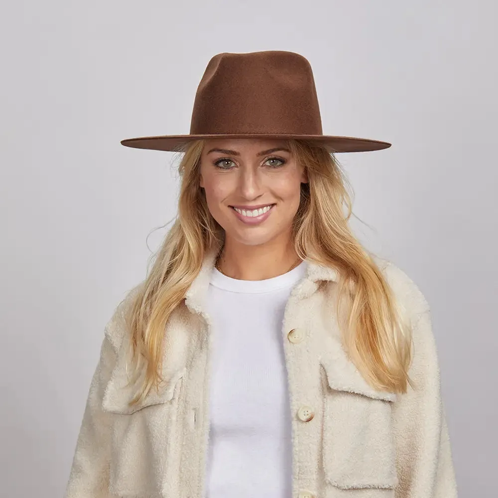 Rancher | Womens Wide Brim Felt Fedora Hat