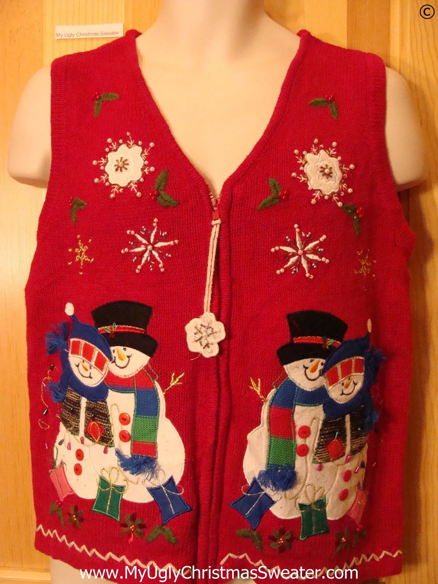 Red Snowman Couples Festive Christmas Sweater Vest