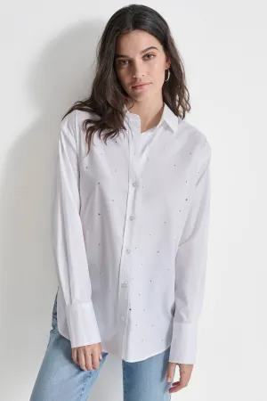 RHINESTONE BUTTON FRONT SHIRT