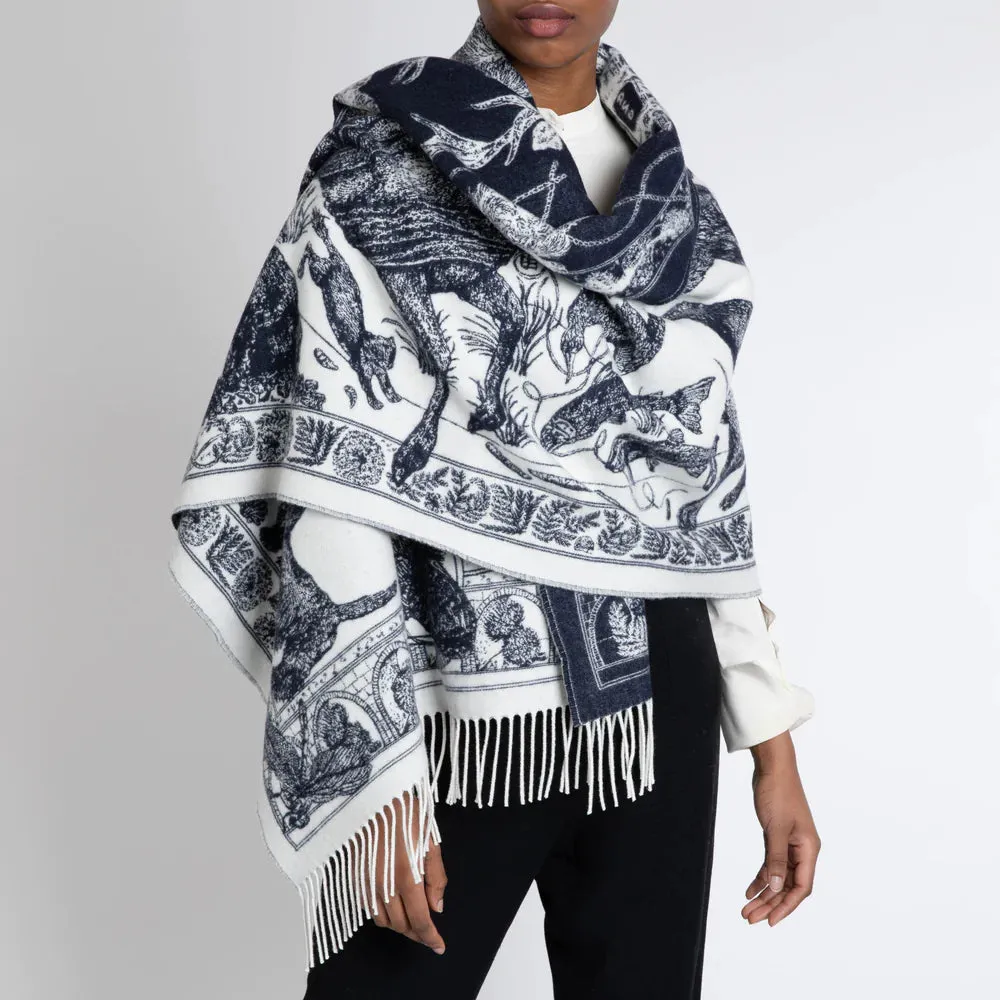 Sabina Savage/Johnston's of Elgin Ink/Pebble Jacquard Blanket Stole