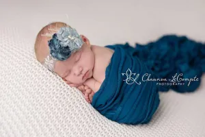 Sapphire Blue Ruffle Stretch Knit Baby Wrap