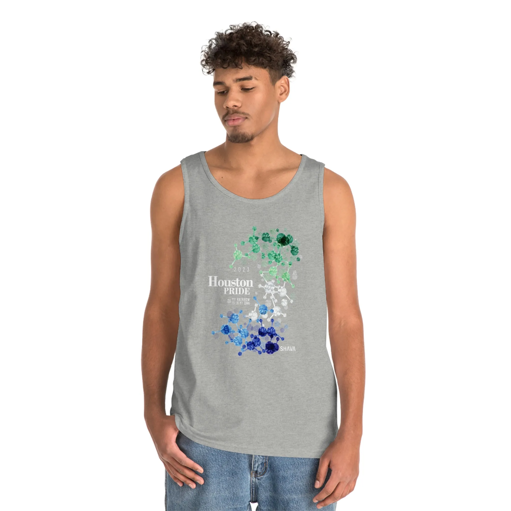 SHAVA CO Gay Flag 2023 Pride, Houston Heavy Cotton Tank Top Unisex Size - My Rainbow Is In My DNA