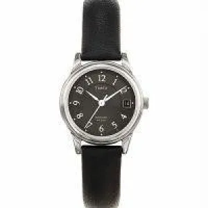 Timex Womens Silvertone Black Dial Watch