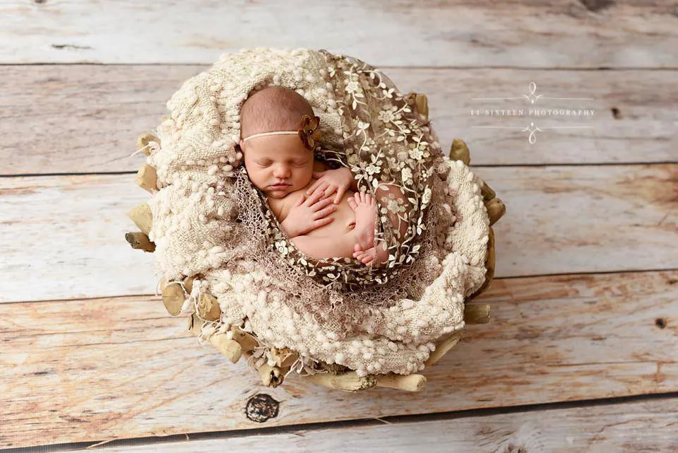 Toffee Brown Tassels Lace Newborn Baby Wrap Layer