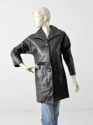 vintage 1970s Californian leather car coat