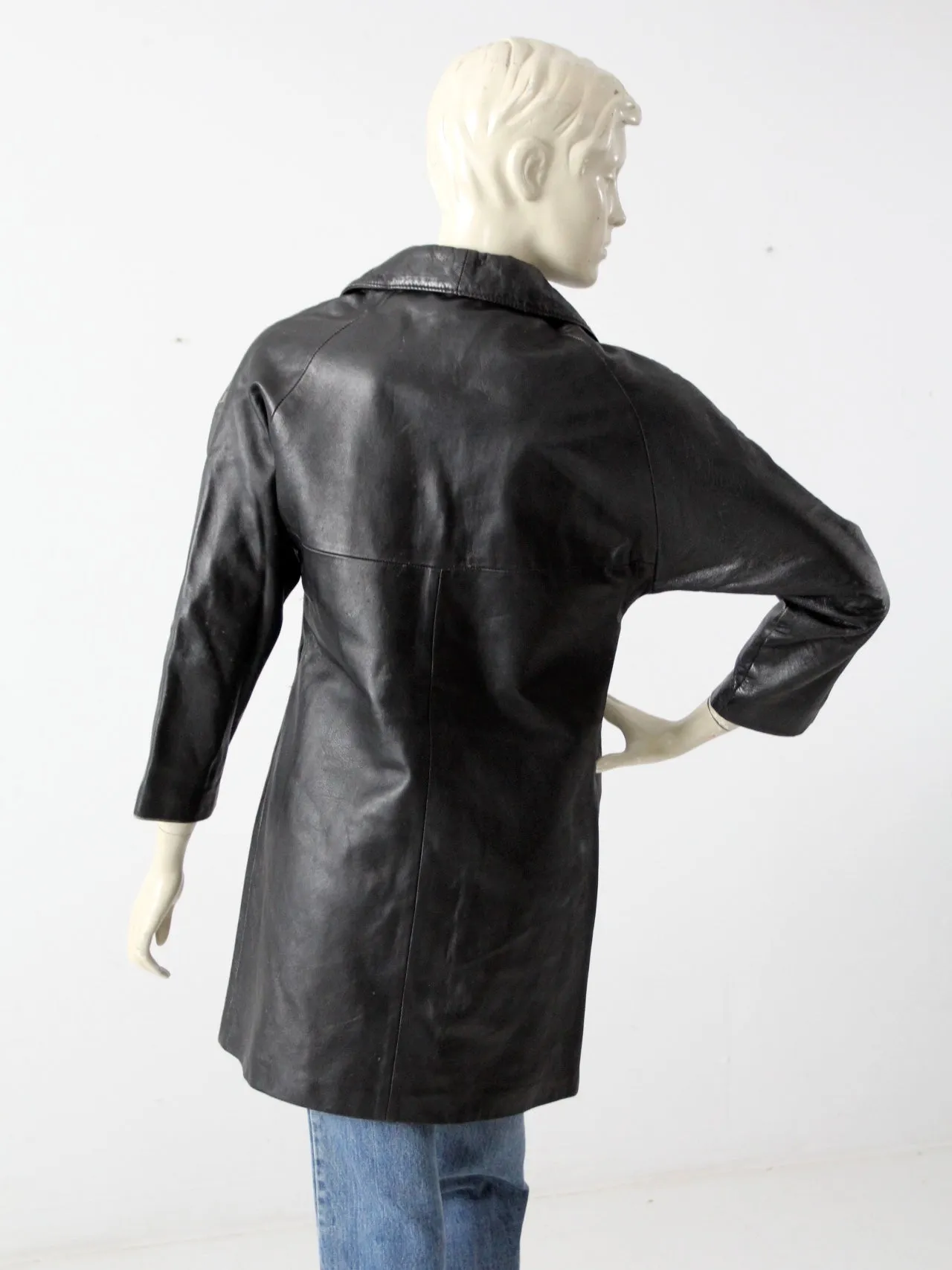 vintage 1970s Californian leather car coat