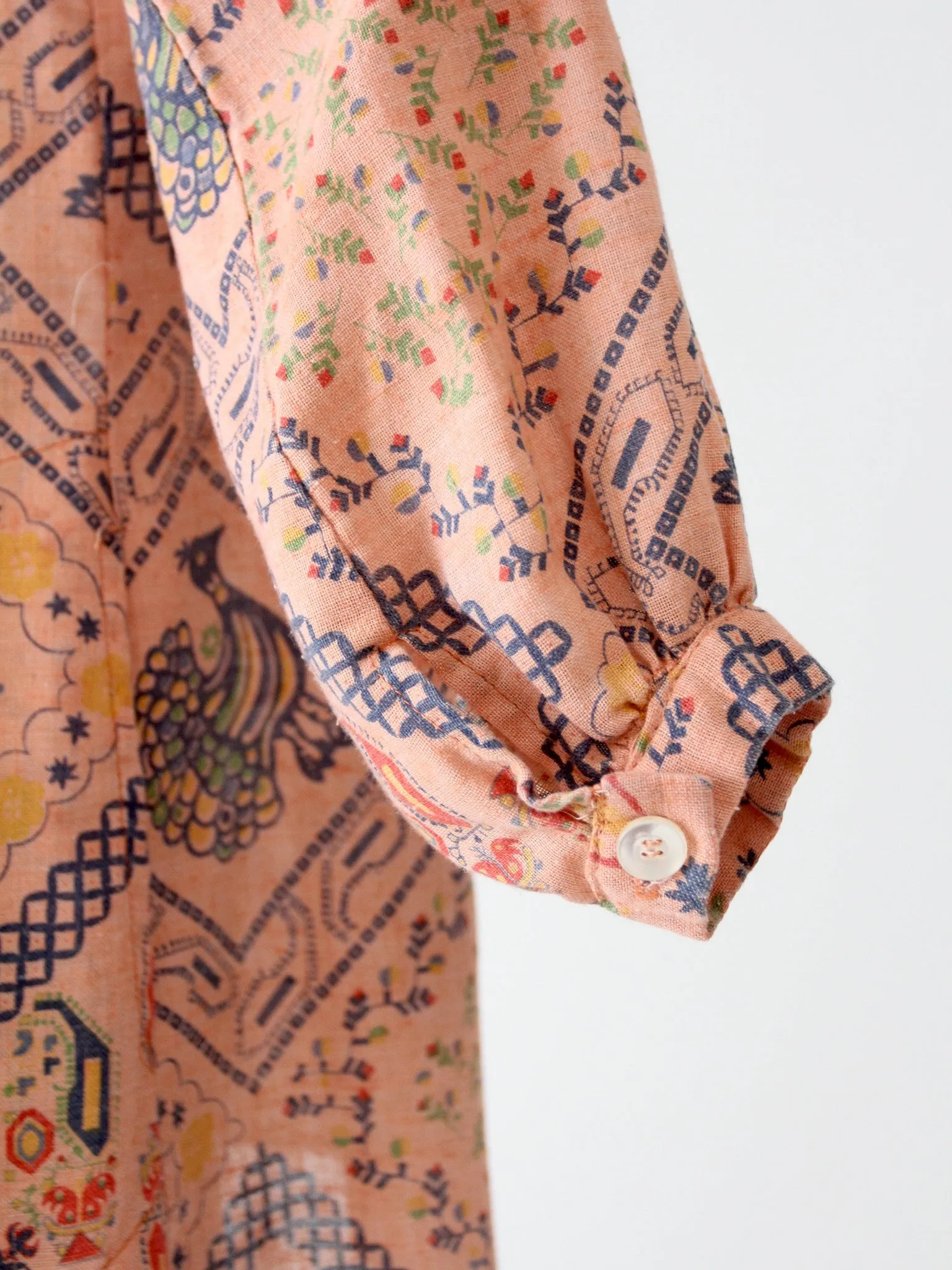 vintage 70s boho print blouse