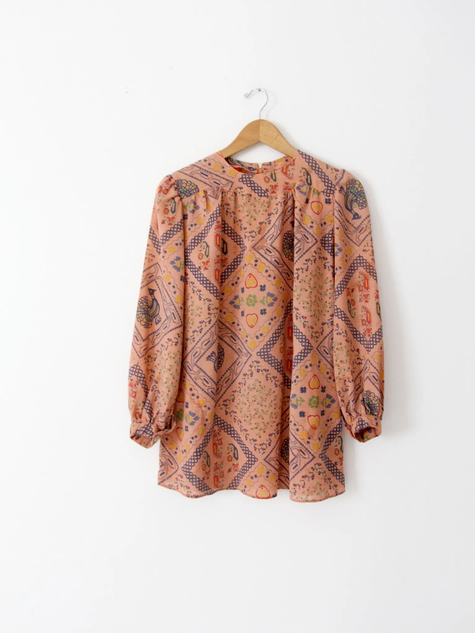 vintage 70s boho print blouse